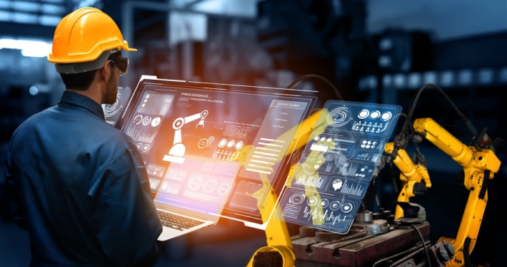 Smart,Industry,Robot,Arms,For,Digital,Factory,Production,Technology,Showing